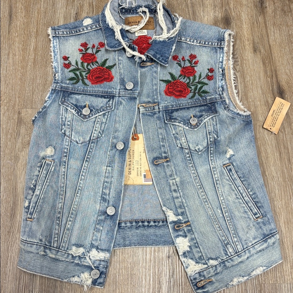 FLASH SALE Denim & Supply Ralph Lauren Distressed Blue Denim Vest